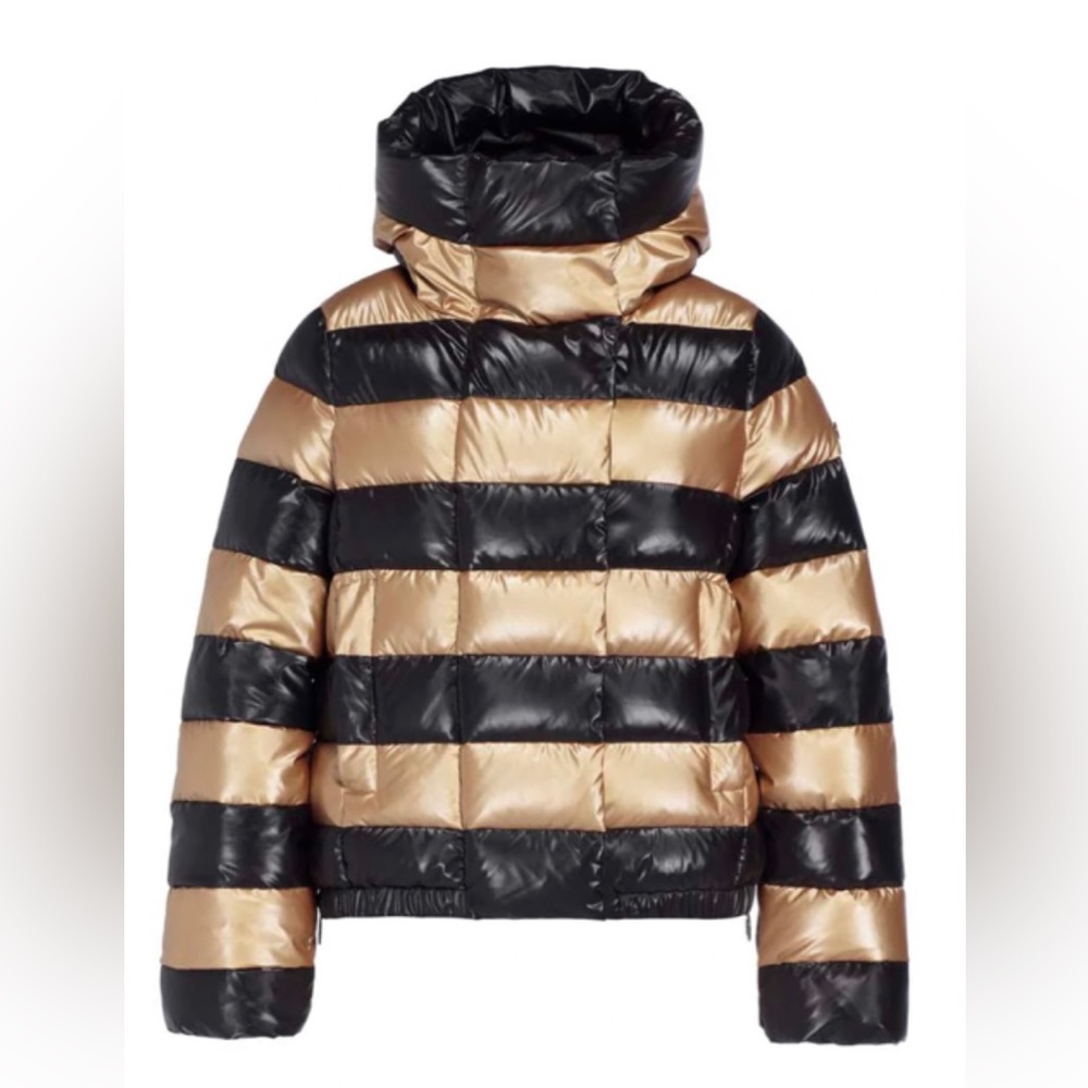 GOLDBERGH DAZZLE DOWN SKI JACKET IN BLACK AND GOLD STRIPES